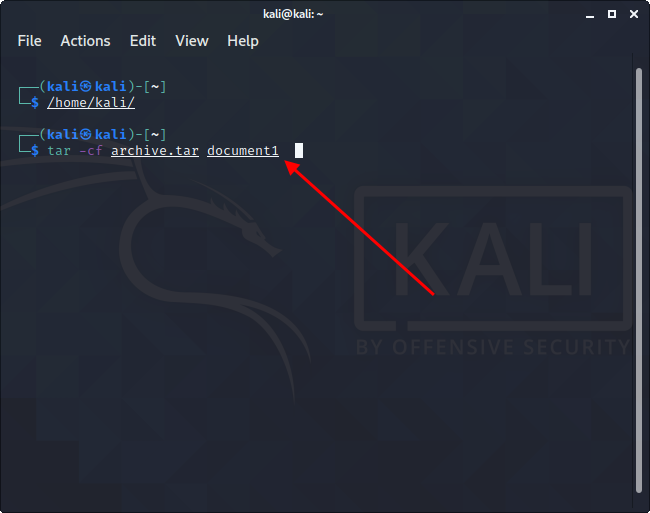 Как заархивировать файл в Kali Linux