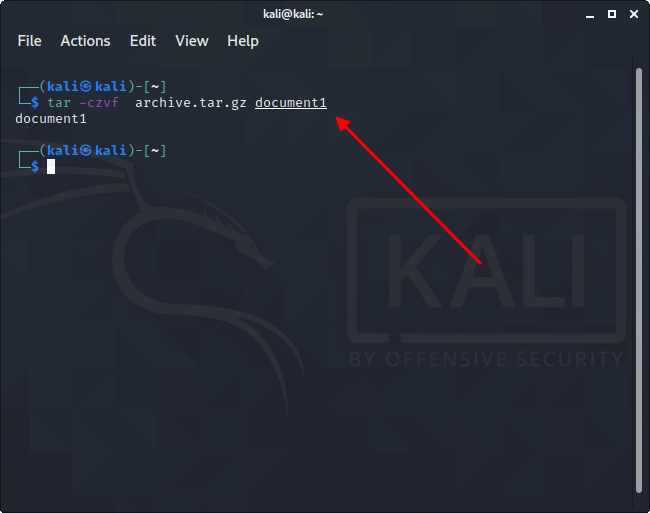 Как создать сжатый архив в Linux Kali