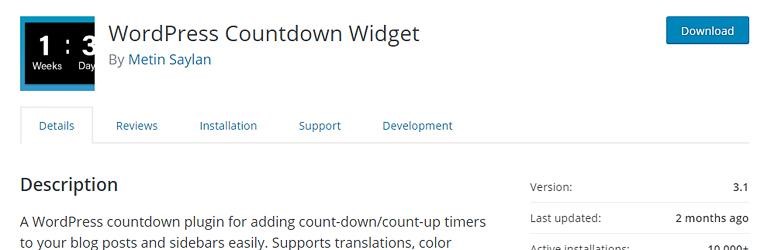 Плагин WordPress Countdown Widget для обратного отсчета на WordPress