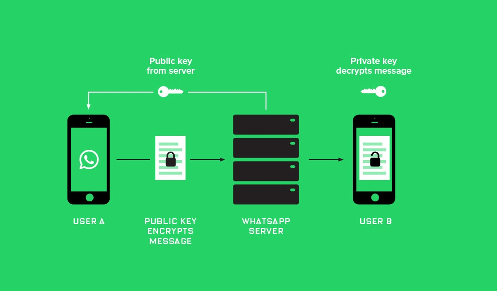Принцип работы сквозного шифрования в мессенджере WhatsApp
