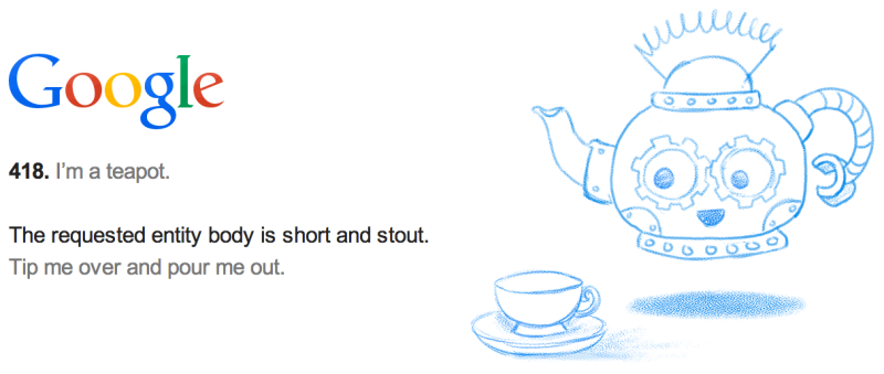 Чайник на сайте Google