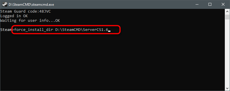 Установка файлов сервера для создания сервера в CS 1.6 через SteamCMD