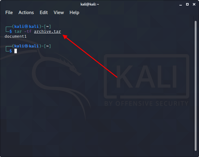 Как посмотреть содержимое архива через консоль в Linux Kali