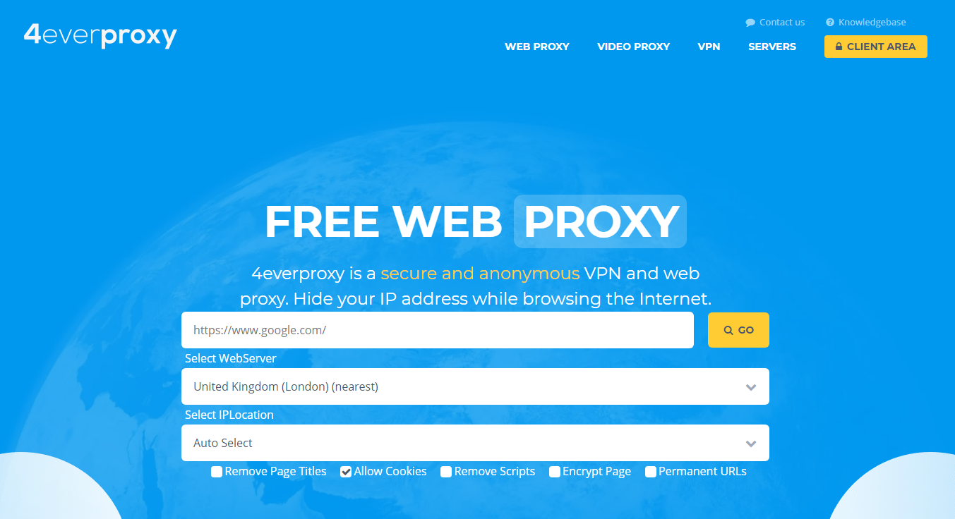 Использование прокси-сервера 4everproxy. 