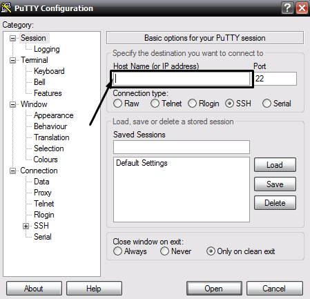 Настройка туннеля SSH в приложении PuTTY