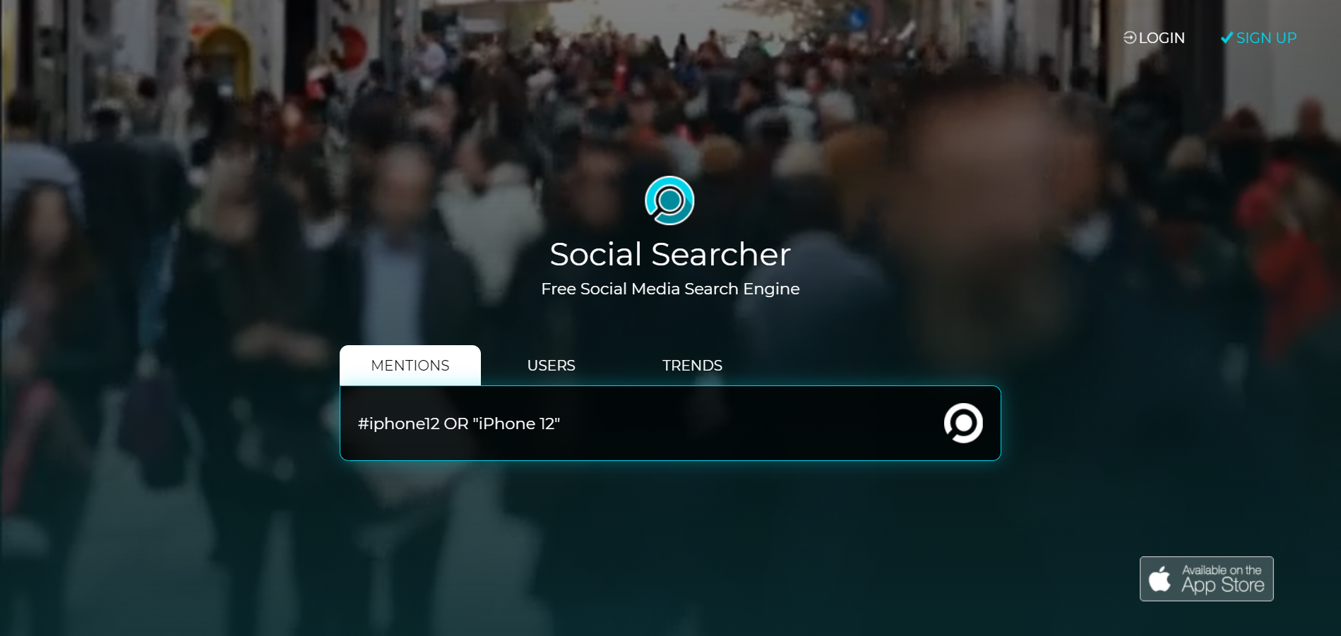 Сервис для анализа сайтов Social Searcher