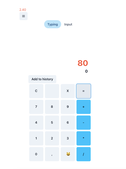 Add to history button in the calculator interface
