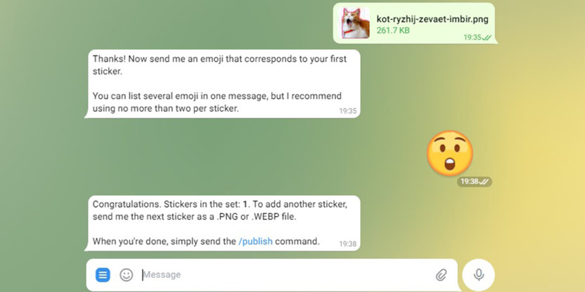 Как добавить стикер в Telegram