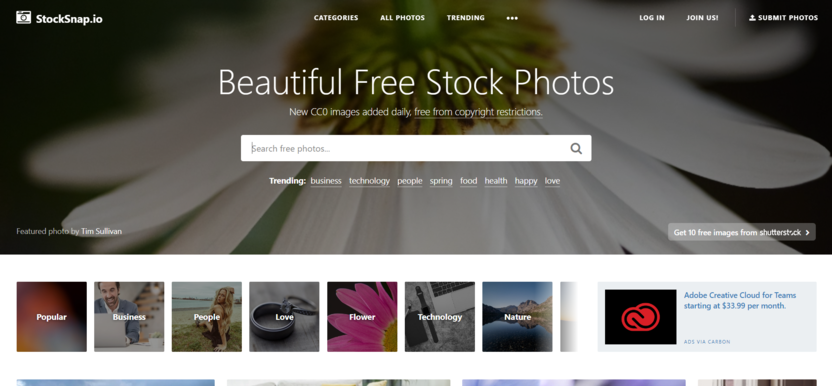 Free photo stock for StockSnap blog