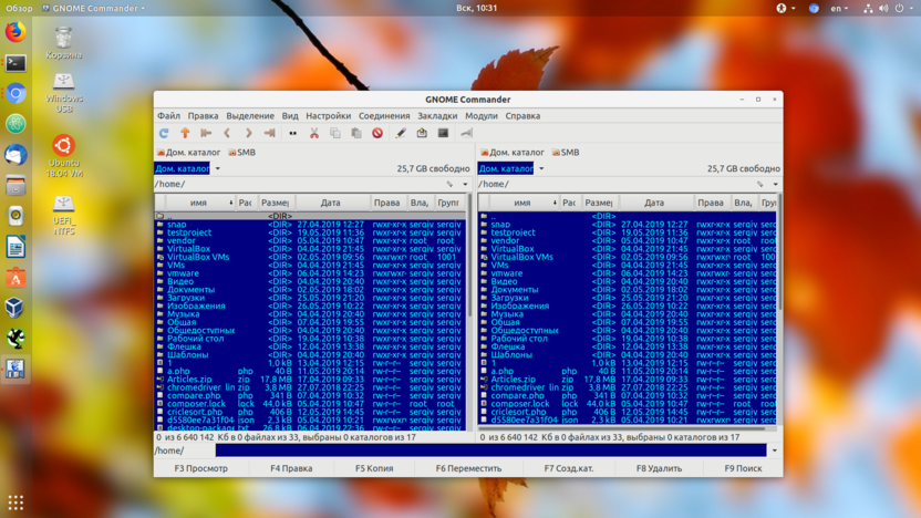 Файловый менеджер для Linux GNOME Commander