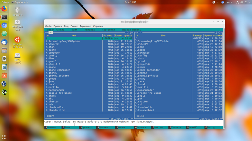 Файловый менеджер для Linux Midnight Commander