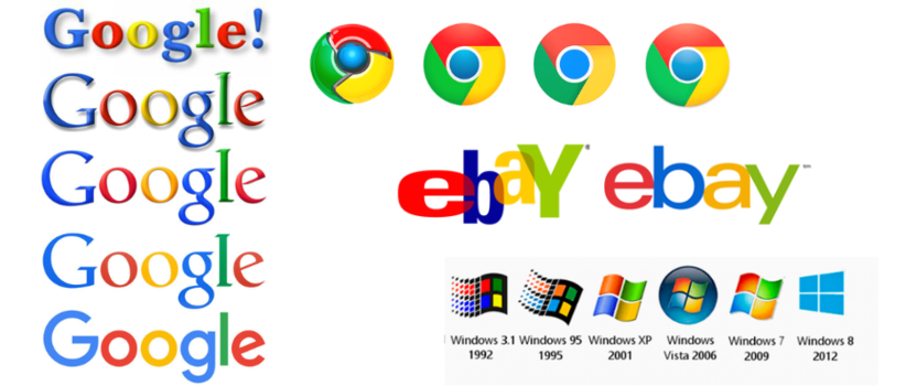 Примеры перехода в популярных логотипах от объемного к плоскому дизайну