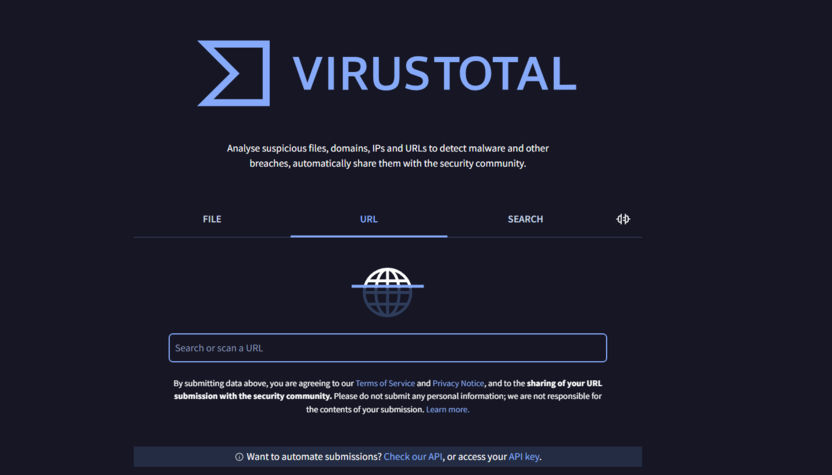 Проверка сайта на вирусы в VirusTotal