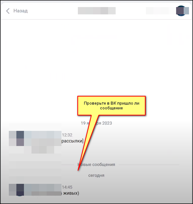 Войдите ВКонтакте и посмотрите, пришли ли сообщения пользователям.