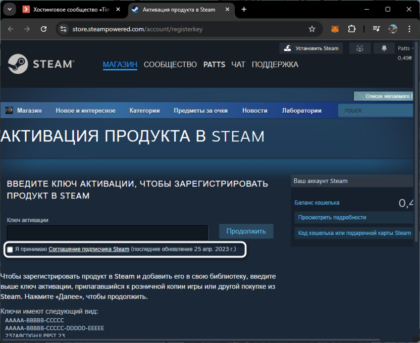 Подготовительные действия для активации ключа в Steam через браузер