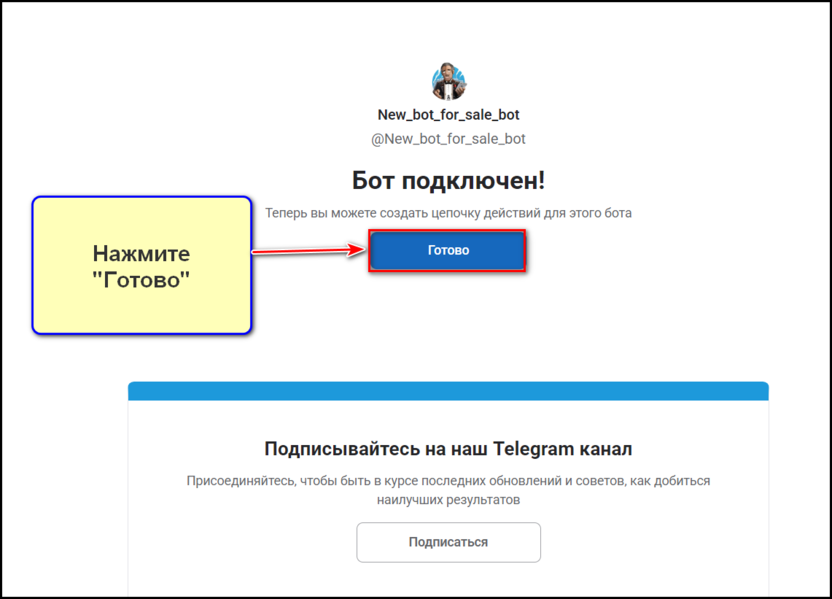 Этап 2: подключаем бота к Botman.pro; шаг 4