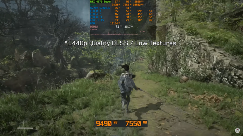 Демонстрация высокого потребления видеопамяти в игре Wuchang Fallen Feathers