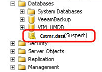 SQL Server suspect database