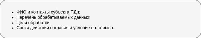 Что должно включать Согласие на обработку ПДн