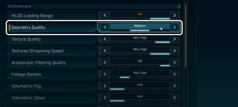Регулировка качества геометрии при настройке графики для Borderlands 4