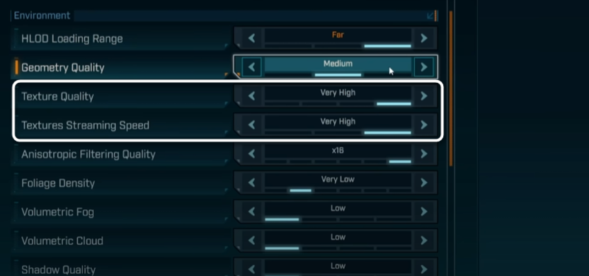 Качество и скорость текстур при настройке графики для Borderlands 4