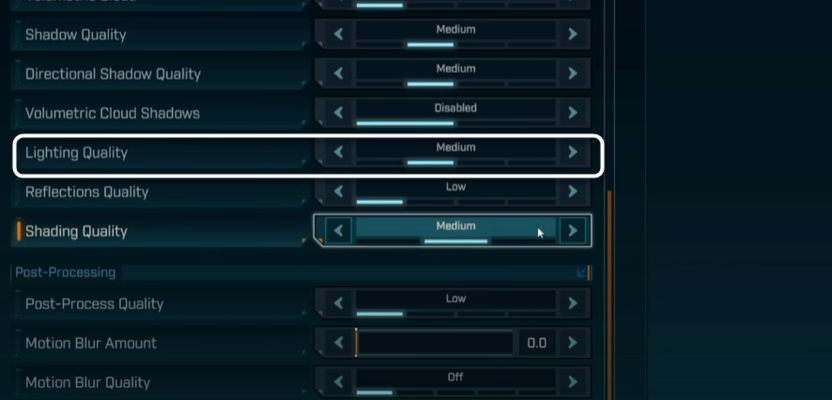 Выбор качества освещения при настройке графики для Borderlands 4