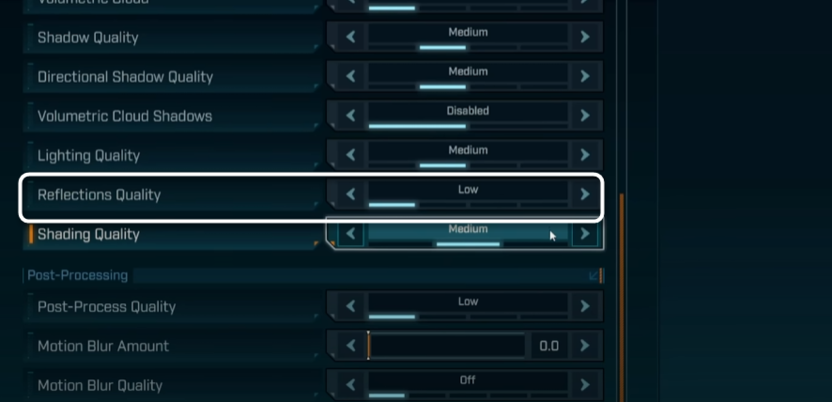 Регулировка отражений при настройке графики для Borderlands 4