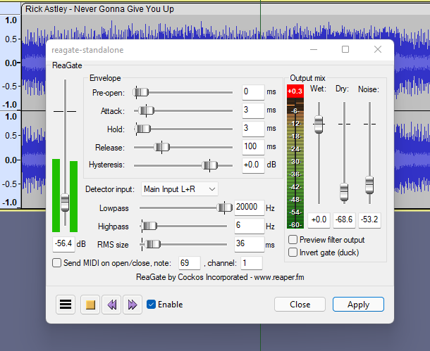 Использование плагина ReaFir для шумоподавления в программе Audacity