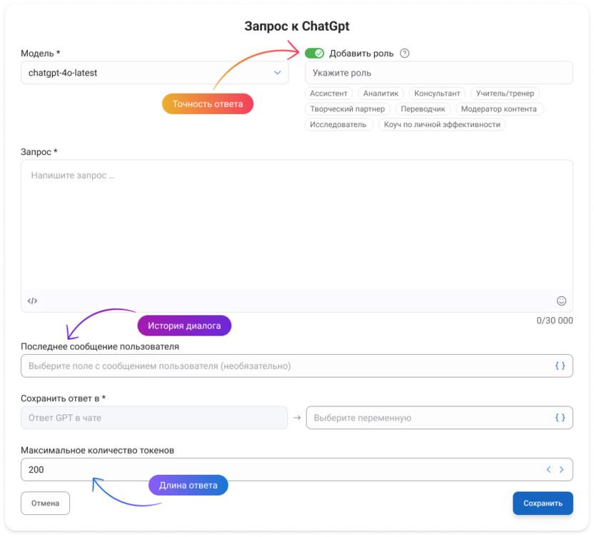 Добавить роль для ИИ