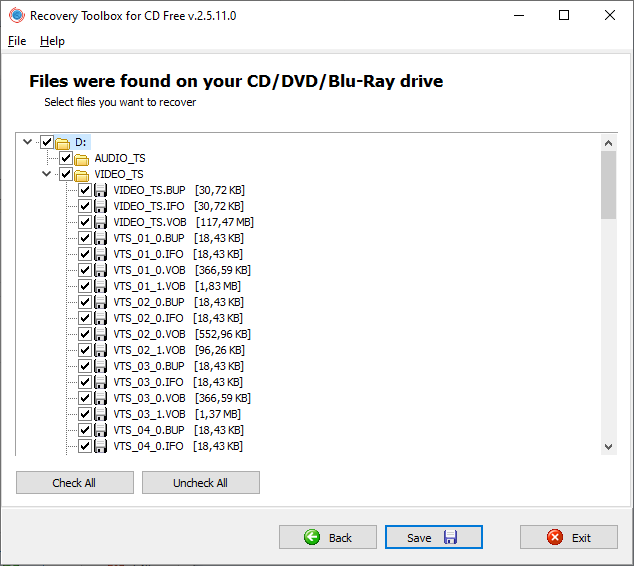 Recovery Toolbox for CD Free - контент DV диска