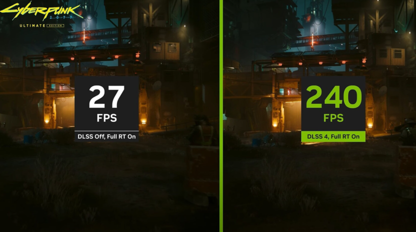 Результат включения генерации кадров в Киберпанке