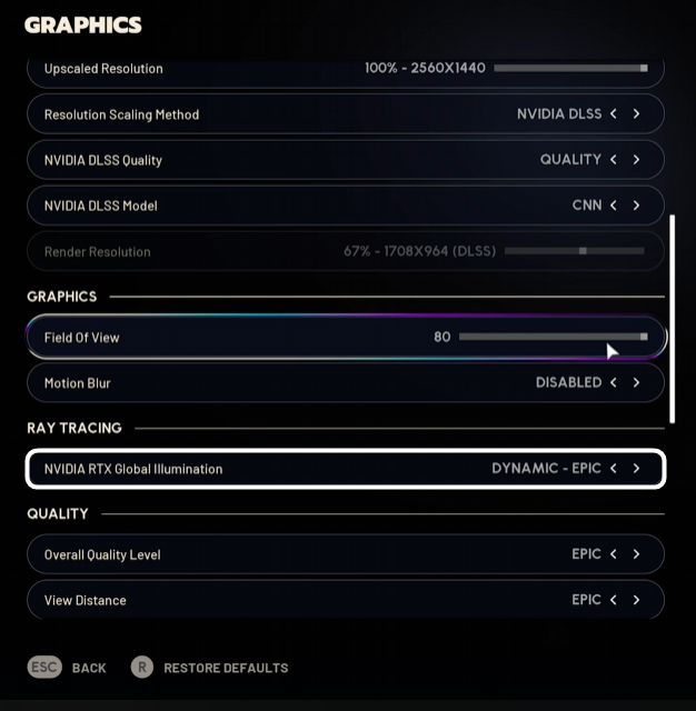 Управление параметрами RTX при настройке графики в игре ARC Raiders