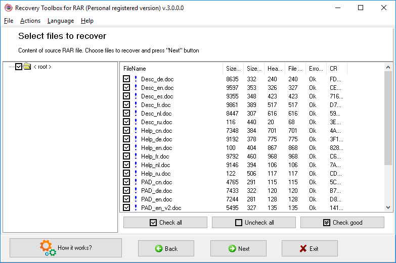 Recovery Toolbox for RAR - просмотр восстановленных файлов