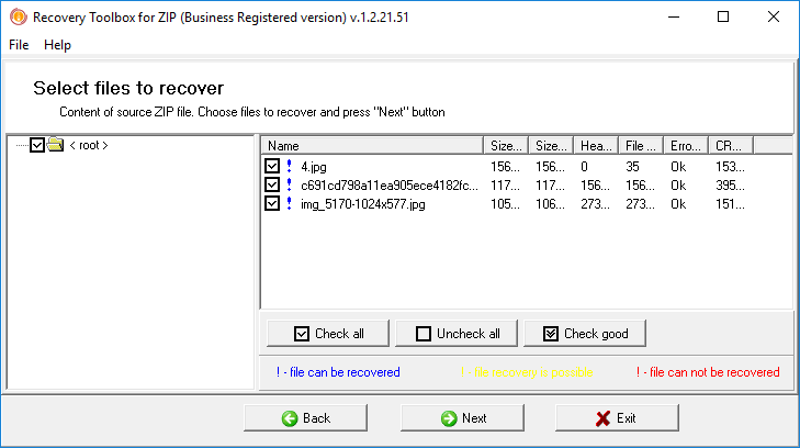 Recovery Toolbox for ZIP - просмотр восстановленных файлов