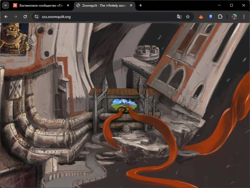 Просмотр бесконечной картины на сайте Zoomquilt.org для медитации и релаксации