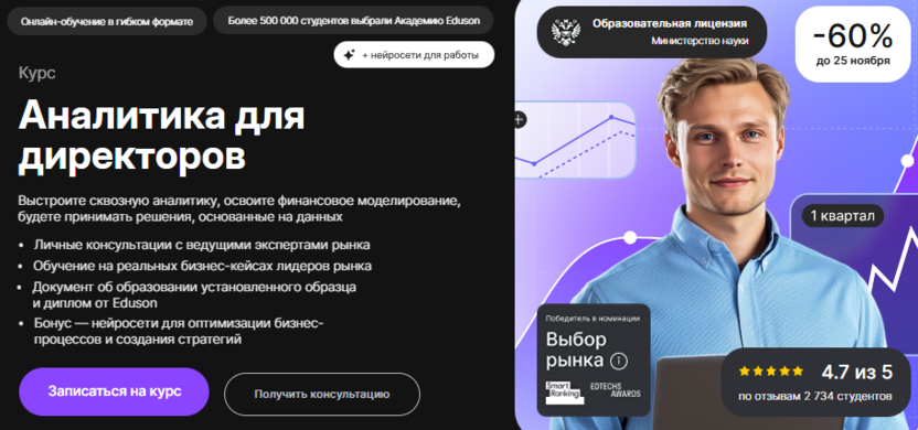 Аналитика для директоров – Академия Eduson