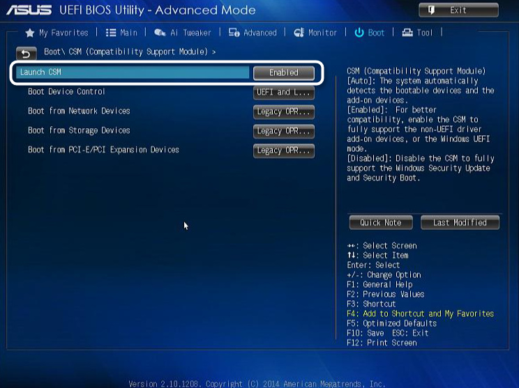 Отключение CSM-режима для решения проблем с запуском игр на Intel Arc