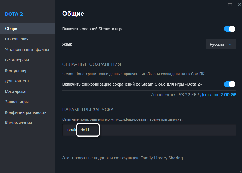 Добавление параметра запуска для решения проблем с запуском игр на Intel Arc