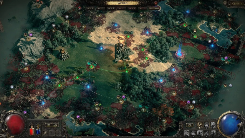 Карта игрового мира Path of Exile 2