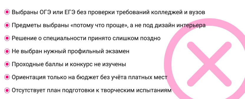 Если отметили хотя бы один пункт — есть риск ошибок при поступлении
