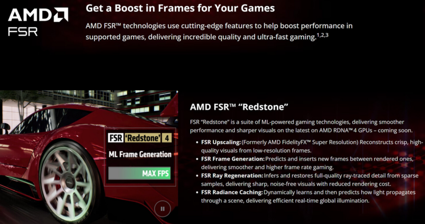 Ограничение для работы FSR Redstone с различными видеокартами