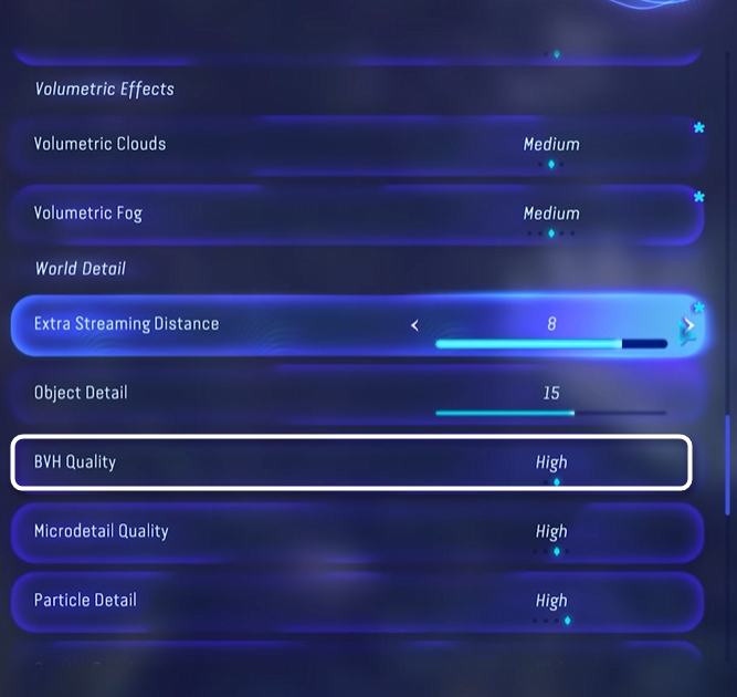 Настройка качества BVH в Avatar Frontiers of Pandora