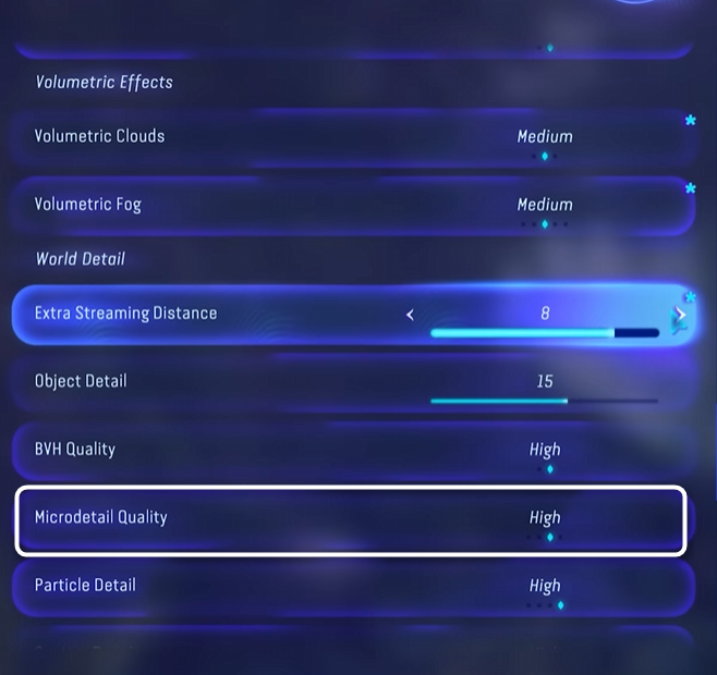 Выбор качества микродетализации в Avatar Frontiers of Pandora