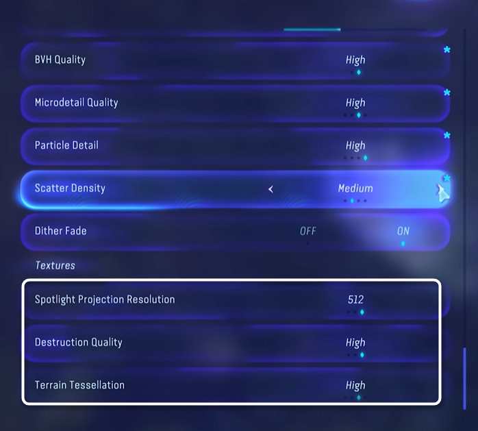 Прочие настройки графики в игре Avatar Frontiers of Pandora