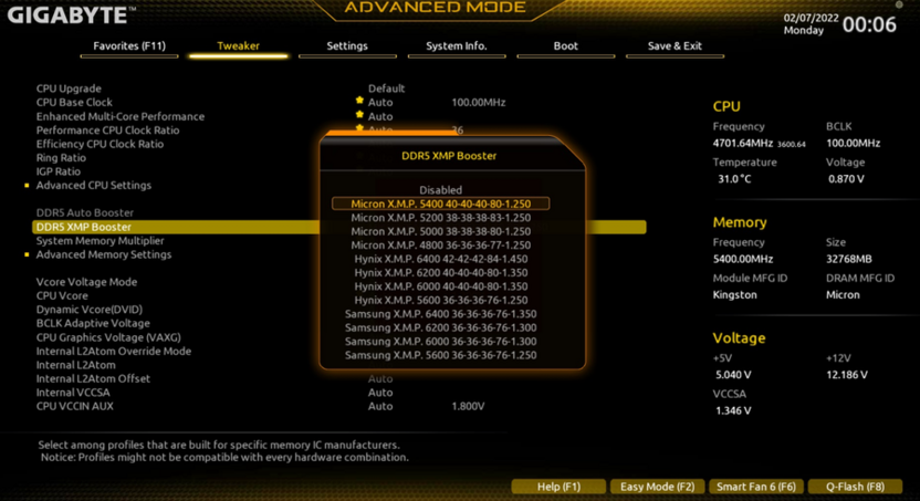 Настройка XMP-профиля на материнских платах Gigabyte