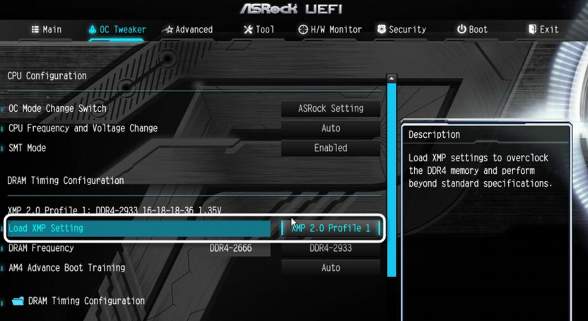 Поиск параметров XMP-профиля на материнских платах от AsRock