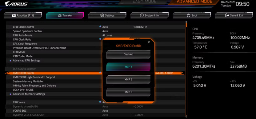 Разница между различными профилями XMP