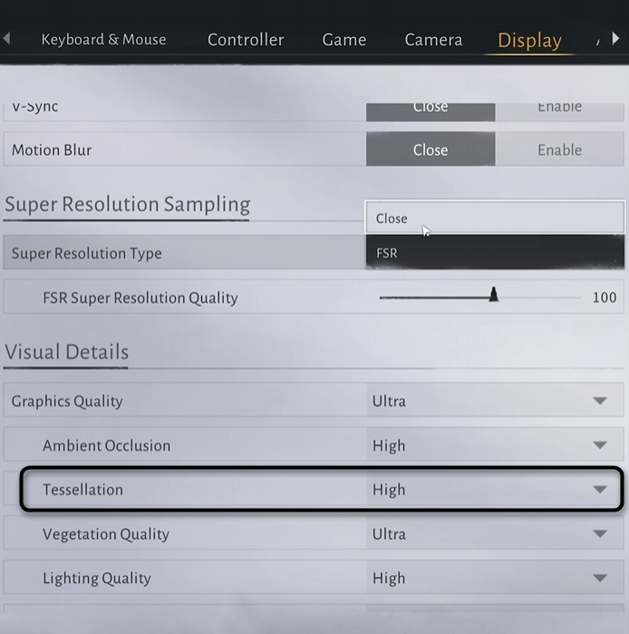 Установка настройки для тесселляции в игре Where Winds Meet