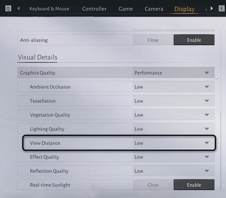 Настройка дальности прорисовки в игре Where Winds Meet