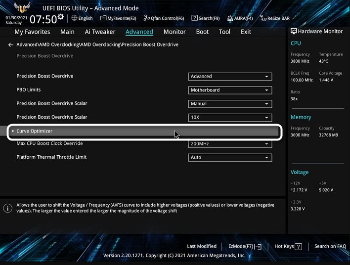 Выбор значений Curve Optimizer для настройки процессора AMD